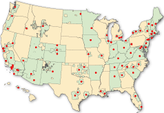 Map of the United States. Coalition Locations.