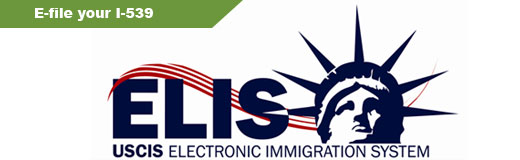 Banner ELIS logo and message to Efile your I-539