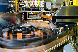 Photo is of spinning manufacturing equipment