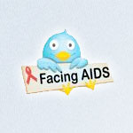 Twitter bird holding Facing AIDS sign