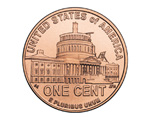 Reverse coin features the half finished United States Capitol dome. 