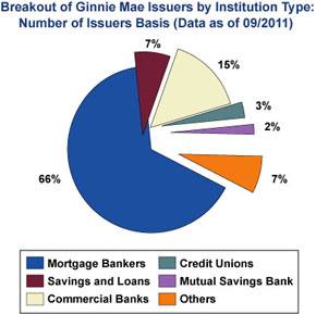 Breakout of Ginnie Mae Issuers by Institution Type Pie Chart