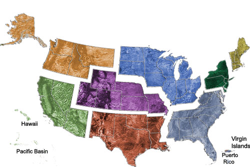Map of NN/LM Regions Map of the US showing regions