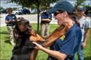 Members of the Evidence Response Team in our Jacksonville Field Office get acquainted with Montana, a bloodhound used by the FBI for tracking down suspects by scent. 