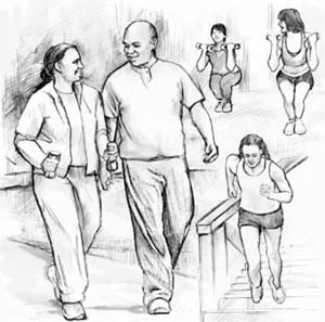 Ilustración de gente haciendo ejercicio