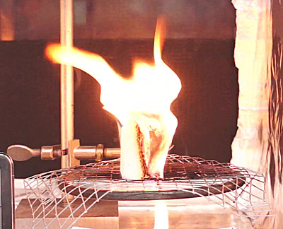 untreated polyurethane foam test fire