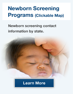 Newborn Screening Programs (Map). Newborn screening contact information by state.