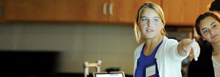 Presenting her research at the fair: Caroline Seats from Roland Park County School in Baltimore. (credit: Lloyd Wolf)