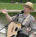 Ranger Jeff Wolin sings on the National Mall, Washington DC