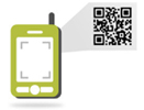 Image of a clipart smartphone and QR code