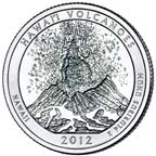 Image shows the back of the Hawai'i Volcanoes National Park quarter.