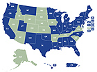 Map of USA - Click here to open National Asthma Control Program State Profiles.