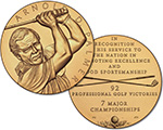 Image shows obverse and reverse of Arnold Palmer Bronze Medal