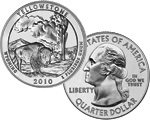 Yellowstone National Park Quarter Obverse and Reverse