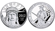 Obverse and reverse of the 2012 American Eagle Platinum Proof Coin