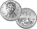 2009 Louis Braille Bicentennial Silver Dollar Uncirculated.