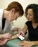 Woman receiving a skin test