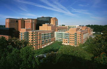 Aerial view of the NIH Clinical Center.