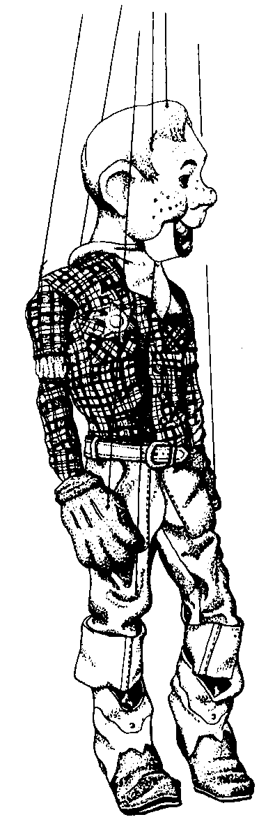 Puppet with stippled shading