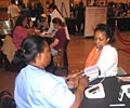 2009 Road Show - A woman gets her blood pressure taken at The Heart Truth Road Show at Grand Central Terminal in New York.