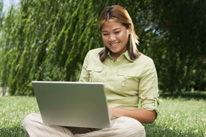 woman using a laptop