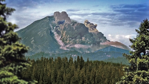 A Forest Service scientists searches for signs of aquatic life in a lake within the 1980 blast zone of Mount St. Helens. Photo from the video, “Mount St. Helens: A Living Laboratory.”