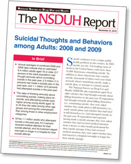 cover of Suicidal Thoughts and Behaviors among Adults: 2008 and 2009 - click to view report