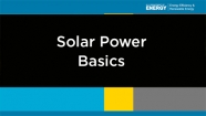 Graphic with the words "Solar Power Basics" on a black background.