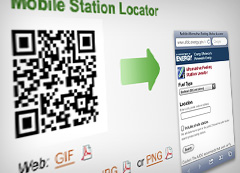 Graphic of a QR code and a mobile Web page.
