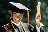A young woman graduates from college.
