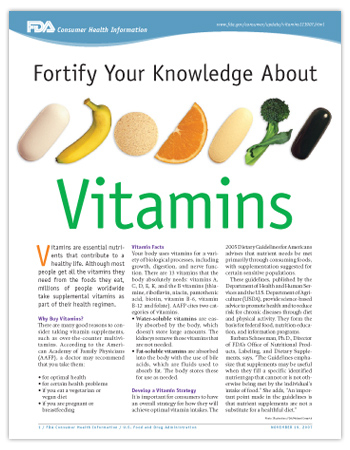 PDF Cover Image - Fortify Your Knowledge About Vitamins. Click on the image to download the PDF.