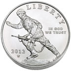 Image shows the Infantry Soldier silver dollar.