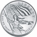 Image shows the Star-Spangled Banner commemorative silver dollar.