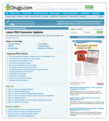 Drugs.com Furthers Reach of FDA Consumer Health Information - Image link to PDF version of this Consumer Update