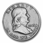 OBVERSE: Ben Franklin-Liberty Bell Half-Dollar (1948-1963)