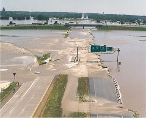 Photograph of flooded highway.