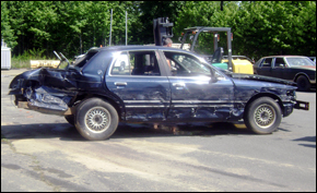 Damaged sedan