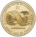 Image shows the back of the 2010 Native American $1 Coin.