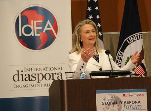Secretary Clinton at the Global Diaspora Forum. Photo: Pat Adams, USAID