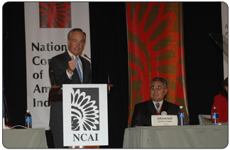 Secretary Kempthorne delivered remarks to the 65th Annual Convention of the National Congress of American Indians. [Photo by Tami Heilemann, DOI-NBC]