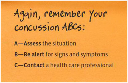 Again, remember your concussion ABCs