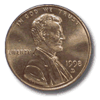 Obverse and reverse of 1998 Lincoln Penny.