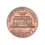 Image shows the Lincoln Memorial on the back of the penny.