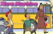 Image shows the words Time Machine and a scene from the Civil Rights era.