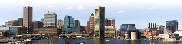 The Baltimore city skyline