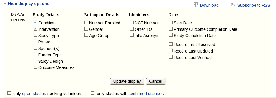 Display Options check-boxes