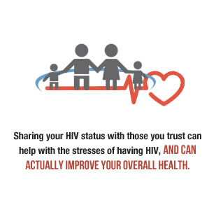 Sharing your HIV status with those you trust can hel with the stresses of having HIV, and can actually improve your overall health