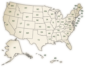 Map of the United States - Click to find a Program