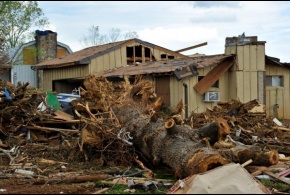 A home destroyed by a tornado in Tennessee.