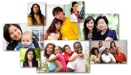 A grouping of photos showing individuals from several ethnic groups.